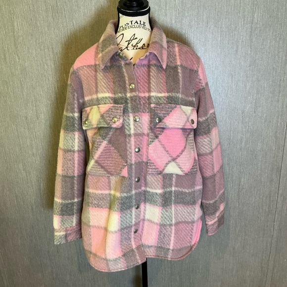 Blank NYC Pink and Gray Plaid Jacket Size Medium - Picture 1 of 12